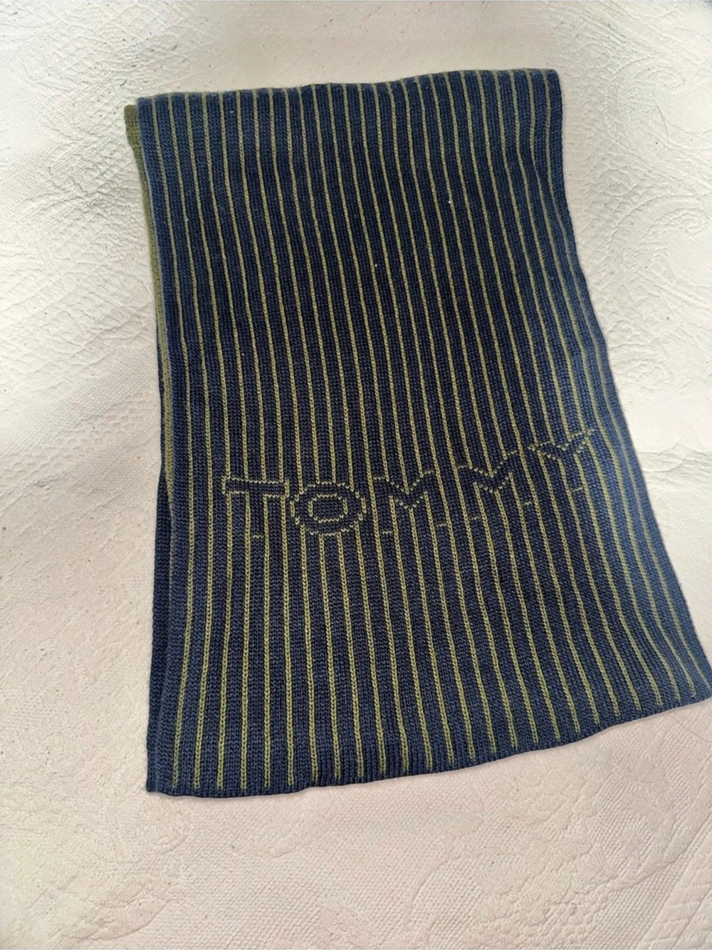 TOMMY HILFIGER Striped Scarf in Blue & Green Like New